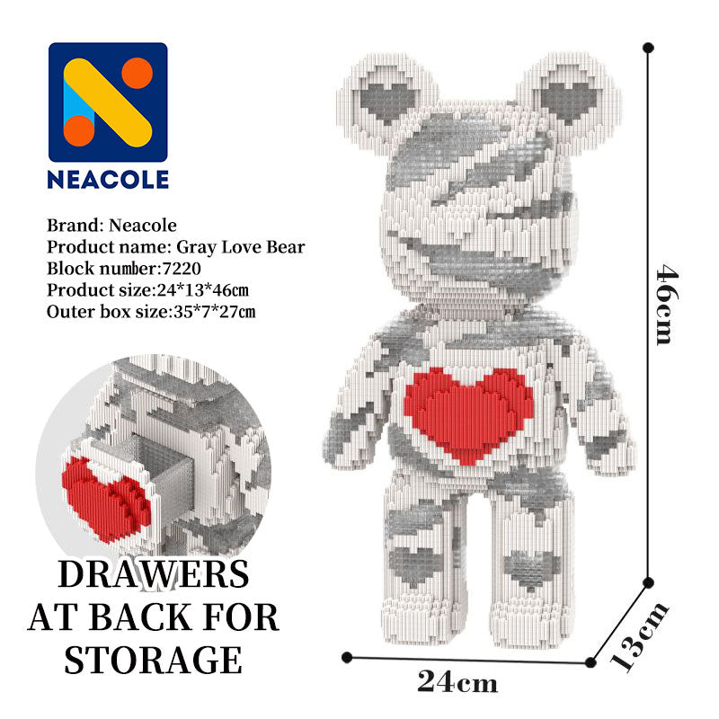 Gray Love Bear Bear Building Block, Neacole building block bear