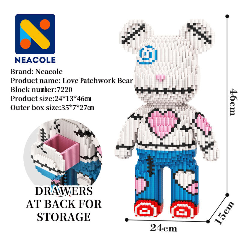 Love Patchwork Bear Bear Building Block, Neacole building block bear